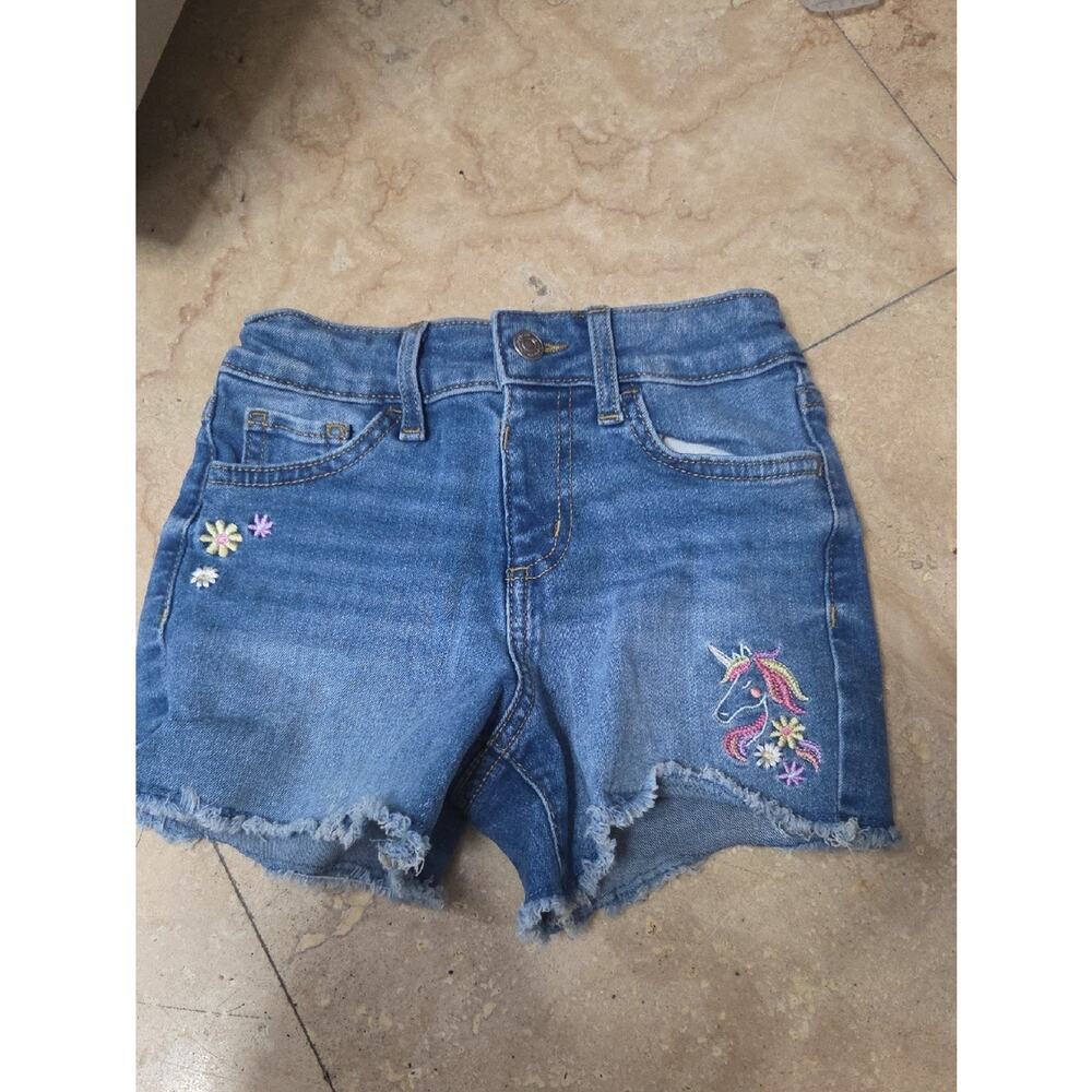 jumping beans Blue Denim Unicorn Embroidered Girls Shorts